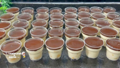 Çikolata soslu kedidili bisküvili porsiyonluk pasta